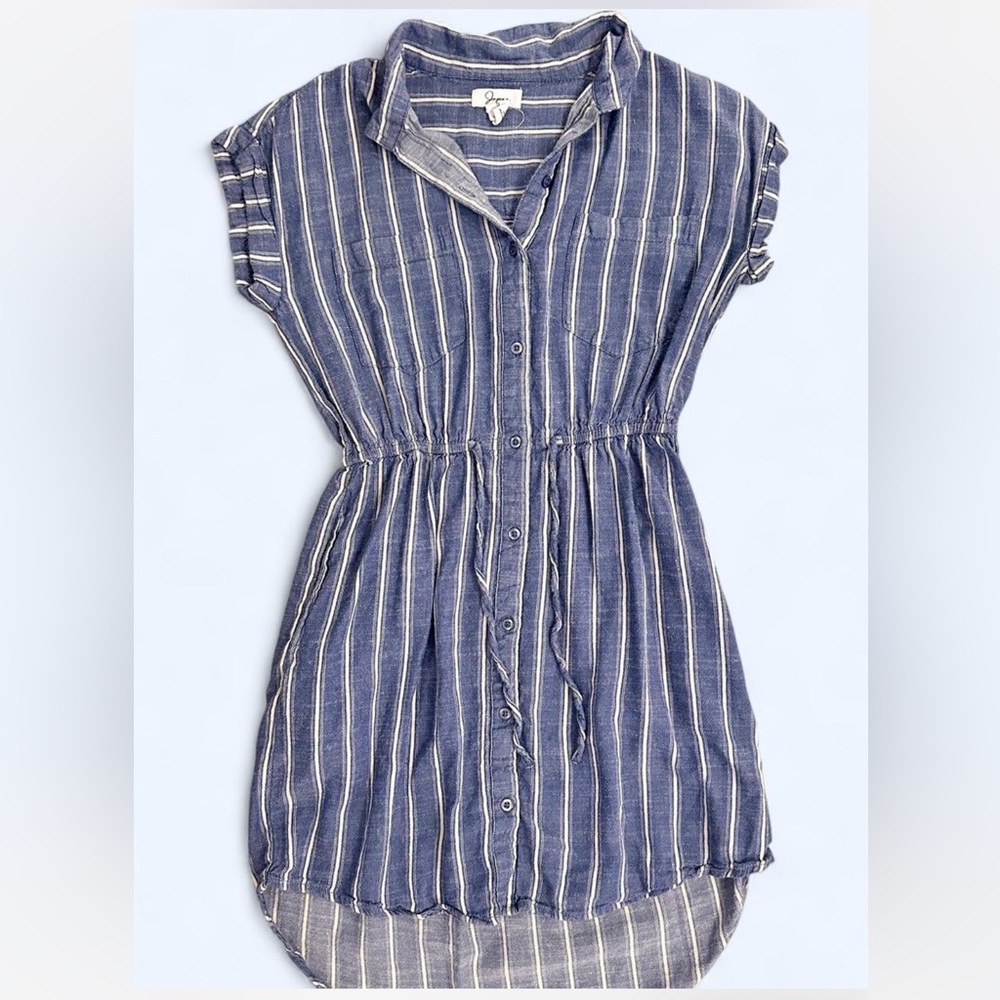 Japna Blue & White Striped Mini Sundress – Size S